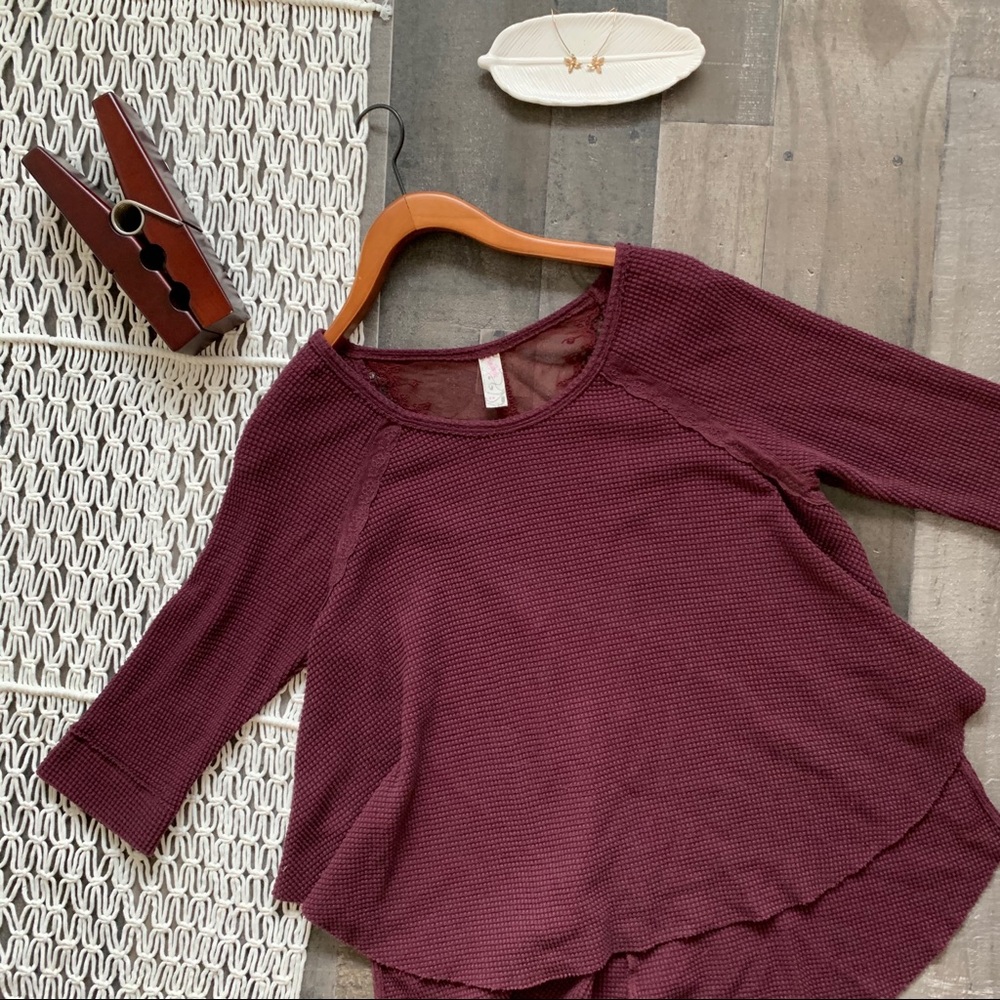 Free People Bon Bon Lace Back 3/4 Sleeve Thermal